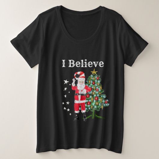 Weihnachtsmann und Weihnachtsbaum (dunkles Shirt) Große Größe T-Shirt (Design vorne)