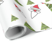 Weihnachtsmann und Weihnachtsbaumen Geschenkpapier (Rolleneckpunkt)
