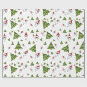 Weihnachtsmann und Weihnachtsbaumen Geschenkpapier (Flach)