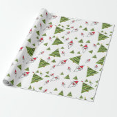 Weihnachtsmann und Weihnachtsbaumen Geschenkpapier (Ungerollt)