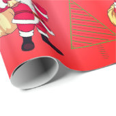 Weihnachtsmann und Weihnachtsbaumen Geschenkpapier (Rolleneckpunkt)