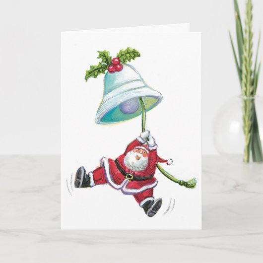Weihnachtsmann-und Weihnachtsbell-Gruß-Karte Feiertagskarte (Vorderseite)