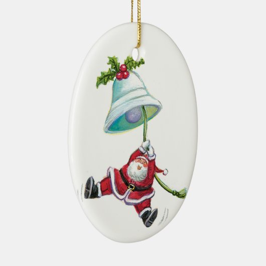 Weihnachtsmann-und Weihnachtsbell-Verzierung Keramik Ornament (Rechts)