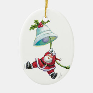 Weihnachtsmann-und Weihnachtsbell-Verzierung Keramik Ornament