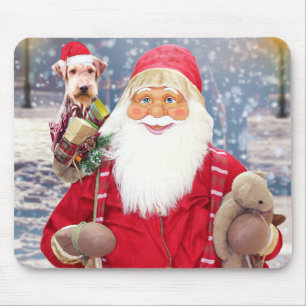 Weihnachtsmann und Weihnachtsgeschenke Airedale Do Mousepad