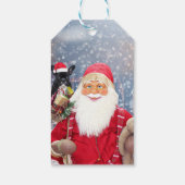 Weihnachtsmann und Weihnachtsgeschenke Französisch Geschenkanhänger (Rückseite)