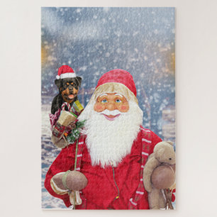 Weihnachtsmann und Weihnachtsgeschenke Rottweiler Puzzle