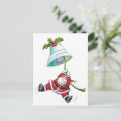 Weihnachtsmann und Weihnachtsglocke Postkarte (Stehend Vorderseite)