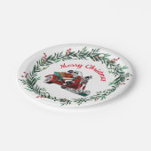 Weihnachtsmann- und Weihnachtsmann-Motorrad-Party Pappteller (Schrägansicht)