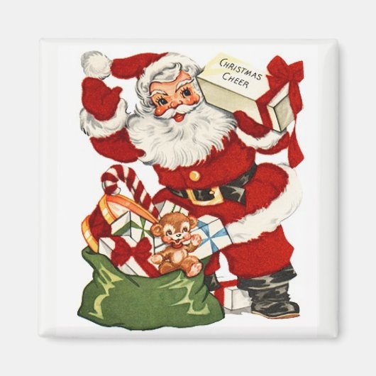 Weihnachtsmann und Weihnachtsmann Vintag Magnet (Vorne)