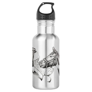 Weihnachtsmann und Weihnachtspferd Edelstahlflasche