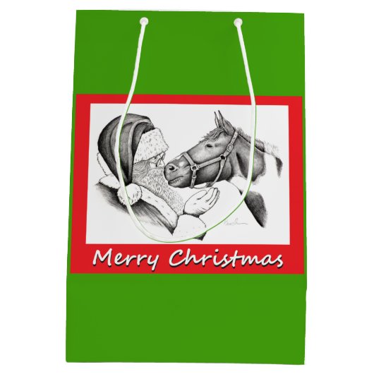 Weihnachtsmann und Weihnachtspferd Mittlere Geschenktüte (Rückseite)