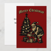 Weihnachtsmann unter dem Weihnachtsbaum Feiertagskarte (Vorne/Hinten)