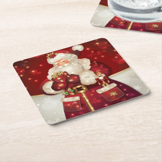 Weihnachtsmann-Untersetzer Rechteckiger Pappuntersetzer (angewinkelt)