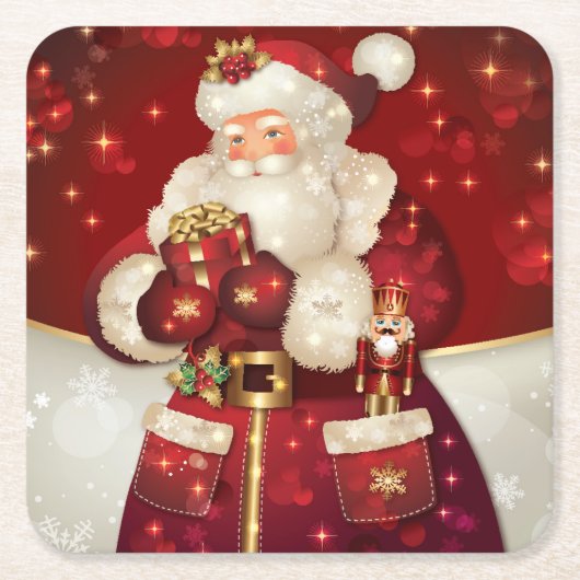 Weihnachtsmann-Untersetzer Rechteckiger Pappuntersetzer (Vorderseite)