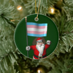 Weihnachtsmann unterstützt Transgender Community Keramik Ornament<br><div class="desc">Hintergrundfarbe kann geändert werden: CUSTOMIZE ITvaterliche Weihnachten freuen sich,  wenn sie das Symbol der Bewegung "Gay Pride und Gay Rights" weltweit wecken und frohe Weihnachten und Feiertage wünschen,  die gleiche Rechte unterstützen</div>