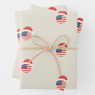 Weihnachtsmann-US-Flagge-Wrap-Papier Geschenkpapier Set