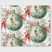 Weihnachtsmann Vater Son Wasserfarben Ornament Geschenkpapier (Flach)