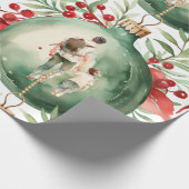 Weihnachtsmann Vater Son Wasserfarben Ornament Geschenkpapier (Ecke)