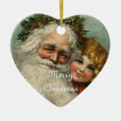 Weihnachtsmann Vater Weihnachts-Herzdekoration Keramik Ornament (Vorne)