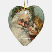Weihnachtsmann Vater Weihnachts-Herzdekoration Keramik Ornament (Links)