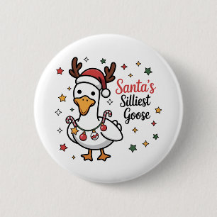 Weihnachtsmann Verrückte Gans Weihnachten Ente Lus Button