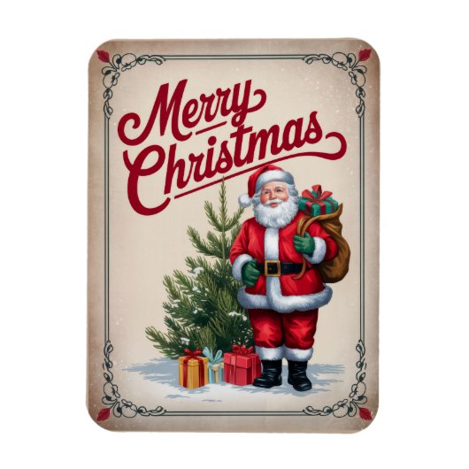 Weihnachtsmann Vintag Frohe Weihnachtsmagnet Magnet (Vertikal)