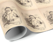 Weihnachtsmann, Vintag, Retro, Weihnachtswackelpap Geschenkpapier (Rolleneckpunkt)