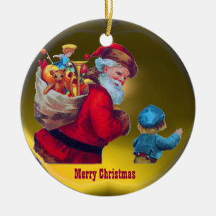 WEIHNACHTSMANN VINTAGE 2 KERAMIKORNAMENT