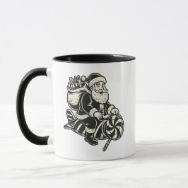 Weihnachtsmann Vintage auf einer süßen schwarzen R Tasse