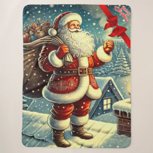 Weihnachtsmann Vintage Frohe Weihnachten Sherpadecke