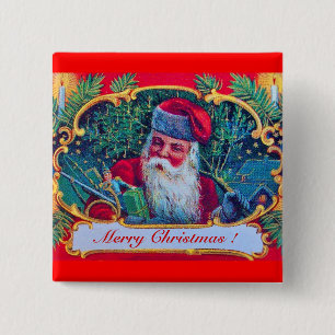 WEIHNACHTSMANN VINTAGE MIT WEIHNACHTSGESCHENKEN BUTTON