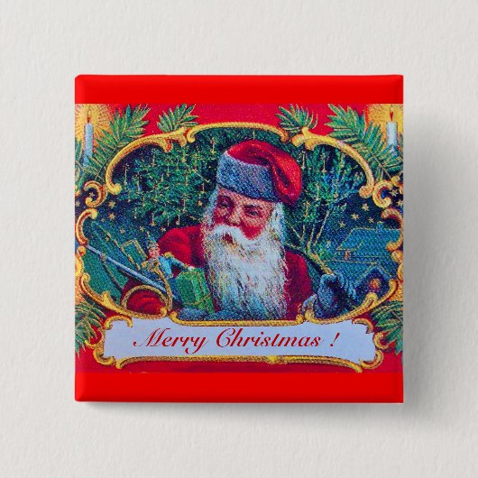 WEIHNACHTSMANN VINTAGE MIT WEIHNACHTSGESCHENKEN BUTTON (Vorderseite)