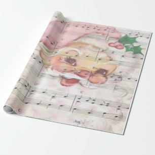 Weihnachtsmann Vintage Notenblatt Geschenkpapier