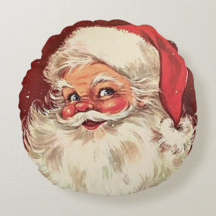Weihnachtsmann Vintage Retro Feiertag Hübsch Rundes Kissen