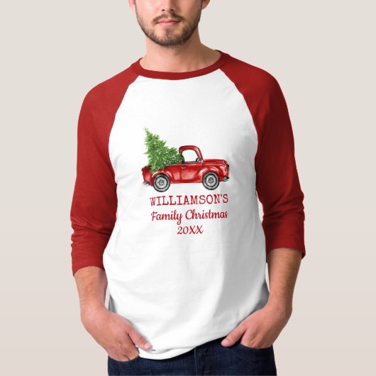 Weihnachtsmann Vintager LKW Personalisiert R T-Shirt (Vorderseite)