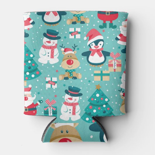 Weihnachtsmann - Vintages Muster Dosenkühler (Vorderseite)