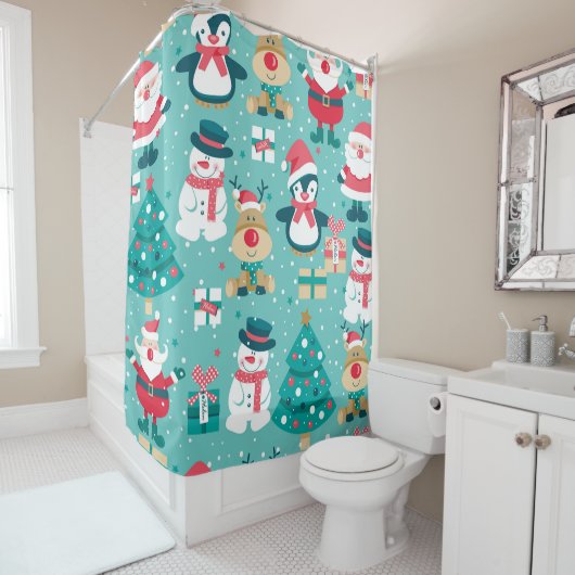 Weihnachtsmann - Vintages Muster Duschvorhang (Beispiel)