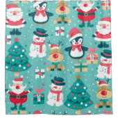 Weihnachtsmann - Vintages Muster Duschvorhang (Vorderseite)