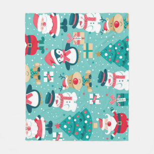 Weihnachtsmann - Vintages Muster Fleecedecke