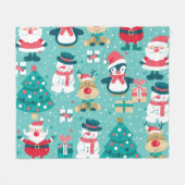 Weihnachtsmann - Vintages Muster Fleecedecke (Vorderseite (Horizontal))