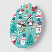 Weihnachtsmann - Vintages Muster Große Wanduhr (Winkel)