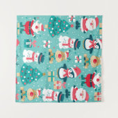 Weihnachtsmann - Vintages Muster Wandteppich (Vorderseite (Horizontal))