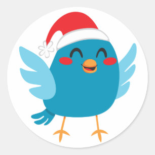 Weihnachtsmann-Vogel Runder Aufkleber