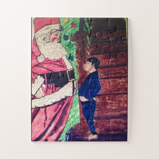 WEIHNACHTSMANN VON KIND ERWISCHT PUZZLE (Vertikal)