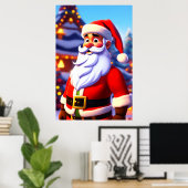 Weihnachtsmann vor einer Weihnachtsfeier Zuhause | Poster (Heimbüro)