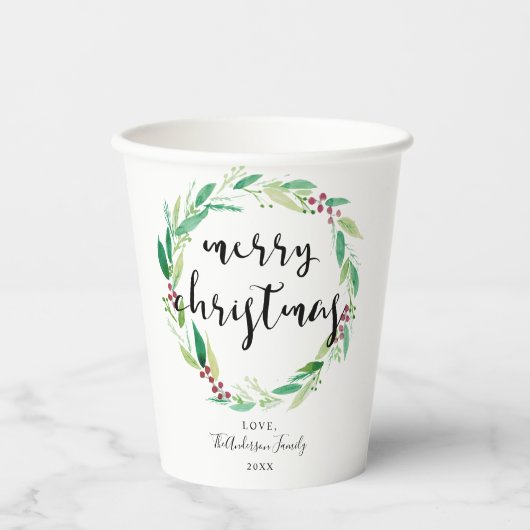 Weihnachtsmann Wasserfarbe Frohe Weihnachtsschick Pappbecher (Vorderseite)