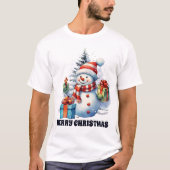 Weihnachtsmann Watercolor Snowman fügt Text unisex T-Shirt (Vorderseite)