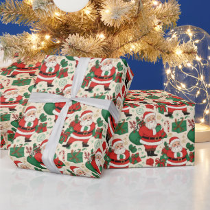 Weihnachtsmann Weihnachten 1950er Jahre Vintage Geschenkpapier