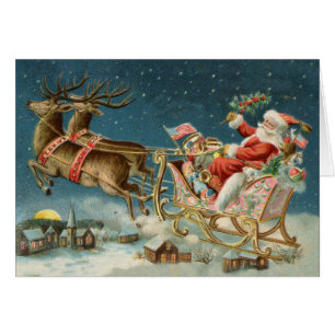 Weihnachtsmann Weihnachten Antik-Schlitten Rentier